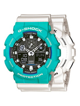 Casio Casio Zegarek SET GA-100B-7AER + BEZEL 10410475 + PASEK 10395227 Biały
