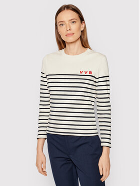 Victoria Victoria Beckham Victoria Victoria Beckham Sveter Stripe Rib 2321JTP002832A Béžová Regular Fit