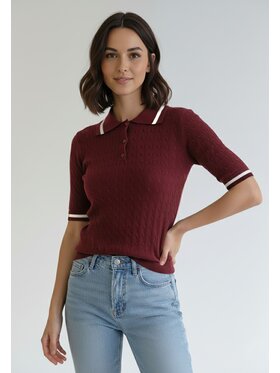 FIGL FIGL Polokošeľa M1268 Bordová Regular Fit