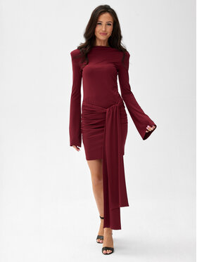 Roco Fashion Roco Fashion Koktejlové šaty Nevira Bordó Slim Fit
