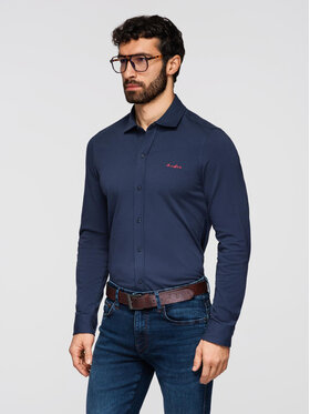 Ombre Ombre Koszula K697 Granatowy Regular Fit