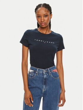 Tommy Jeans Tommy Jeans T-Shirt Linear DW0DW18398 Dunkelblau Slim Fit