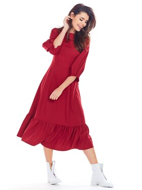 Awama Awama Sukienka codzienna A345 Bordowy Basic Fit