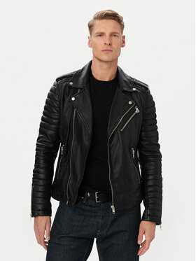 Serge Pariente Serge Pariente Kurtka skórzana Hipster Czarny Regular Fit