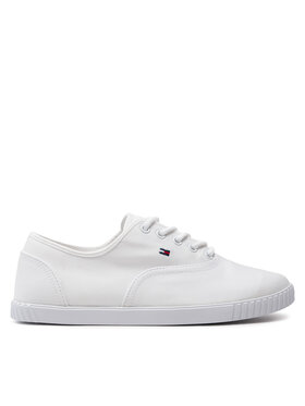 Tommy Hilfiger Tommy Hilfiger Πάνινα παπούτσια Canvas Lace Up Sneaker FW0FW07805 Λευκό