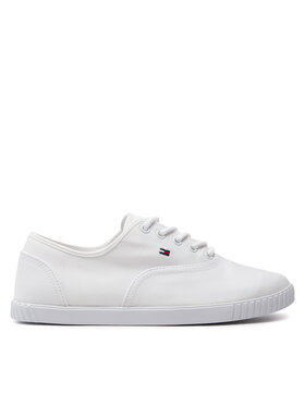 Tommy Hilfiger Tommy Hilfiger Sneakers aus Stoff Canvas Lace Up Sneaker FW0FW07805 Weiß