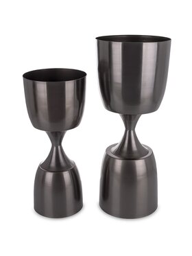 MIAhome MIAhome Osłonka na doniczkę 2 szt. czarna dwustronna 70x29 cm Czarny