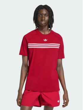 adidas adidas T-Shirt CHEST STRIPES Czerwony Regular Fit