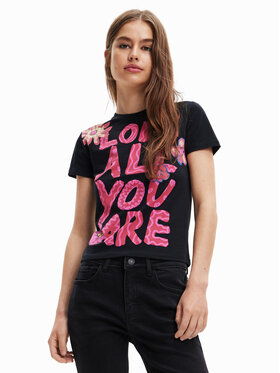 Desigual Desigual Тишърт Love All You 23SWTKAV Черен Regular Fit