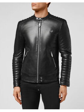 PHILIPP PLEIN PHILIPP PLEIN Giacca di pelle 5615 Nero Slim Fit