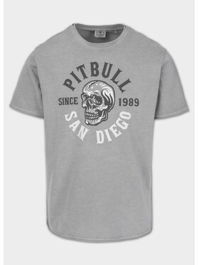 PITBULL PITBULL T-Shirt Koszulka męska Denim Washed Raw SKULL LOGO 3XL Szary Regular Fit