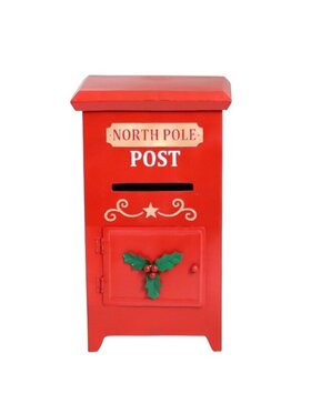 MIAhome MIAhome Skrzynka na listy metalowa świąteczna North Pole 30 cm Czerwony