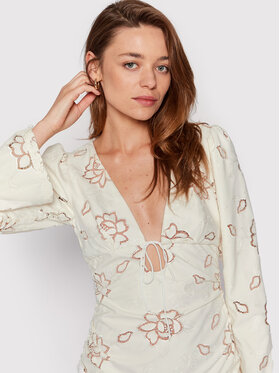 For Love & Lemons Cocktail Obleka Renee CD2643 Bež Slim Fit