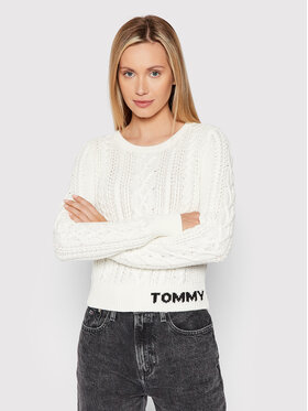 Tommy Jeans Tommy Jeans Sweter Cable DW0DW11004 Biały Regular Fit
