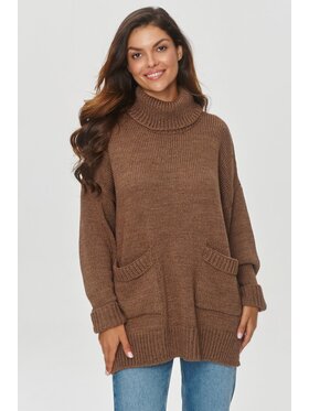 Makadamia Makadamia Sweter S155 Brązowy Oversize