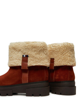 Tommy Hilfiger Čizme Faux Fur Suede Roll-Down Boot FW0FW08158 Smeđa