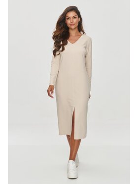 Makadamia Makadamia Sukienka codzienna M845 Beżowy Regular Fit