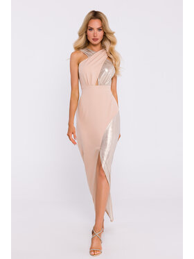 Made of Emotion Made of Emotion Sukienka wieczorowa M835 Beżowy Sexy Straight Fit