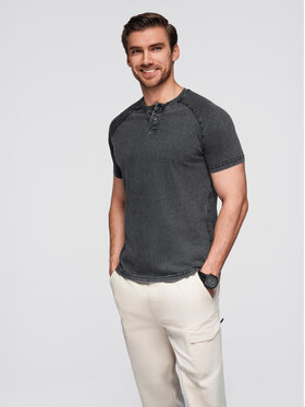 Ombre Ombre T-Shirt OM-TSWT-0150 Czarny Regular Fit