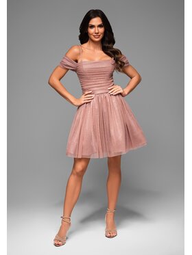 Ombre Ombre Sukienka koktajlowa LA-OM-DLR060 Beżowy Regular Fit