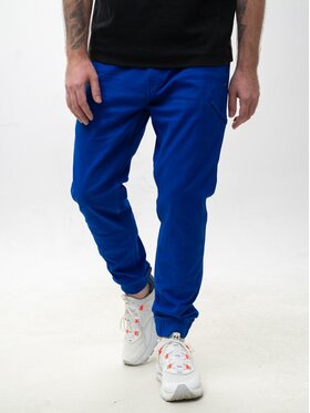 MyStars MyStars Spodnie materiałowe joggery Błękitne Klasyczne 6 kieszeni 40 Niebieski Regular Fit