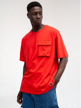 Catch Catch T-Shirt Koszulka Męska Z Krótkim Rękawem Oversize Jasna Czerwona Catch Classic Pocket S Czerwony Oversize