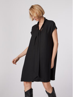 Simple Simple Φόρεμα κοκτέιλ SUD509-01 Μαύρο Loose Fit