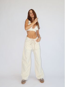 MissDenim MissDenim Jeansy Baggy Fit Kremowy Baggy Fit