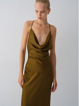 La Mania La Mania Sukienka wieczorowa SIRENE Khaki Basic Fit