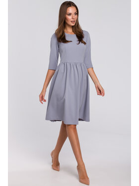 Makover Makover Sukienka koktajlowa K010 Szary Regular Fit