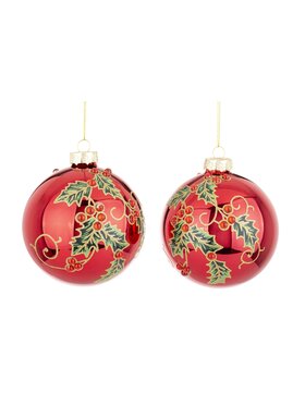 MIAhome MIAhome Bombka szklana 2 szt. biało-czerwona Ø 10 cm KALINA Czerwony