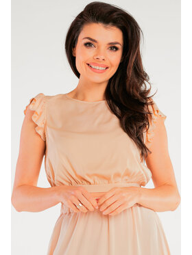 Awama Awama Bluzka A429 Beżowy Basic Fit