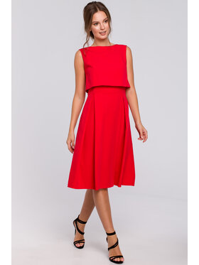 Makover Makover Sukienka elegancka K005 Czerwony Regular Fit