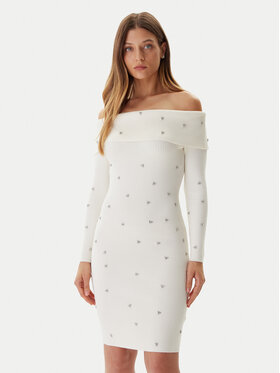 Guess Guess Úpletové šaty W5BK64 Z2YJ2 Écru Slim Fit