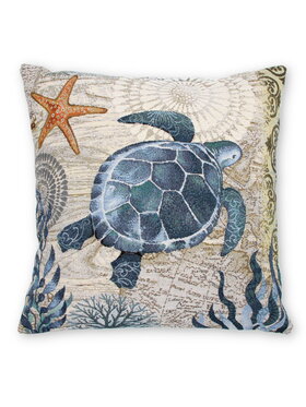 Mental Ether Mental Ether Poszewka na poduszkę Morskie Opowieści z żółwiem Niebieski