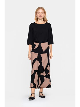 EMOI EMOI Spódnica midi w czarno-beżowy wzór Czarny Feminine Fit