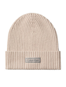 Calvin Klein Calvin Klein Шапка Patch Chunky Rib Cotton Beanie LV04D8053G Бежов