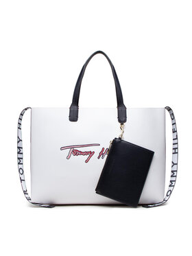 Tommy Hilfiger Tommy Hilfiger Borsetta Iconic Tommy Tote Signature AW0AW11324 Bianco
