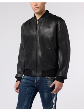 PHILIPP PLEIN PHILIPP PLEIN Kurtka skórzana 29743 Czarny Regular Fit