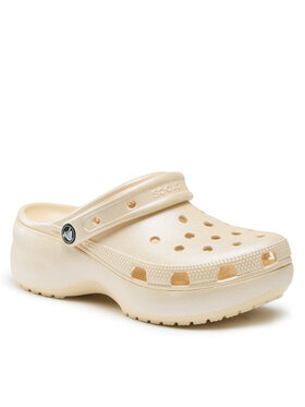 Crocs Crocs Natikači Crocs Classic Platform Shimmer Clog 208590 Bež