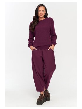 Makadamia Makadamia Spodnie materiałowe C79 Bordowy Loose Fit