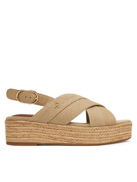 Tommy Hilfiger Tommy Hilfiger Espadrilky Denim Espadrille Platform Sandal FW0FW08669 Béžová