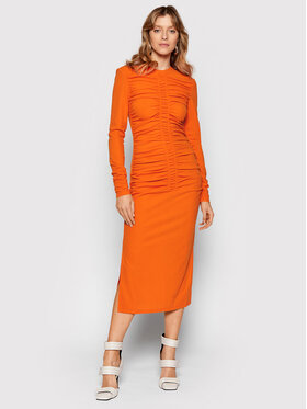 KARL LAGERFELD KARL LAGERFELD Každodenné šaty Ruched 220W1352 Oranžová Slim Fit