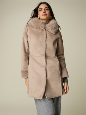 Oltre Oltre Płaszcz zimowy 8716R001346N002 Kremowy Regular Fit