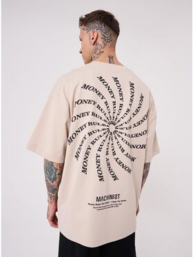 Machinist Machinist T-Shirt Koszulka Z Krótkim Rękawem Męska Oversize Beżowa Machinist Money Rules L Brązowy Oversize