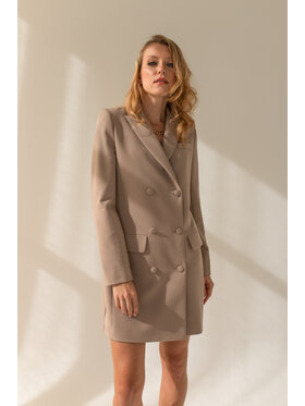 Entelier Entelier Sukienka elegancka dwurzędowa Beżowy Comfortable Fit