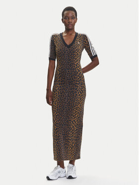 adidas adidas Φόρεμα καθημερινό Leopard JW2773 Καφέ Slim Fit