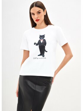 CAT by maniita lacitta CAT by maniita lacitta T-Shirt Printed T-shirt Biały Regular Fit
