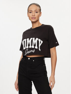 Tommy Jeans Tommy Jeans Tričko New Varsity DW0DW16445 Čierna Cropped Fit