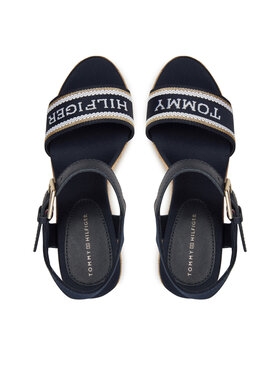 Tommy Hilfiger Espadrile Mono Webbing High Wedge Sandal FW0FW08046 Mornarsko Modra